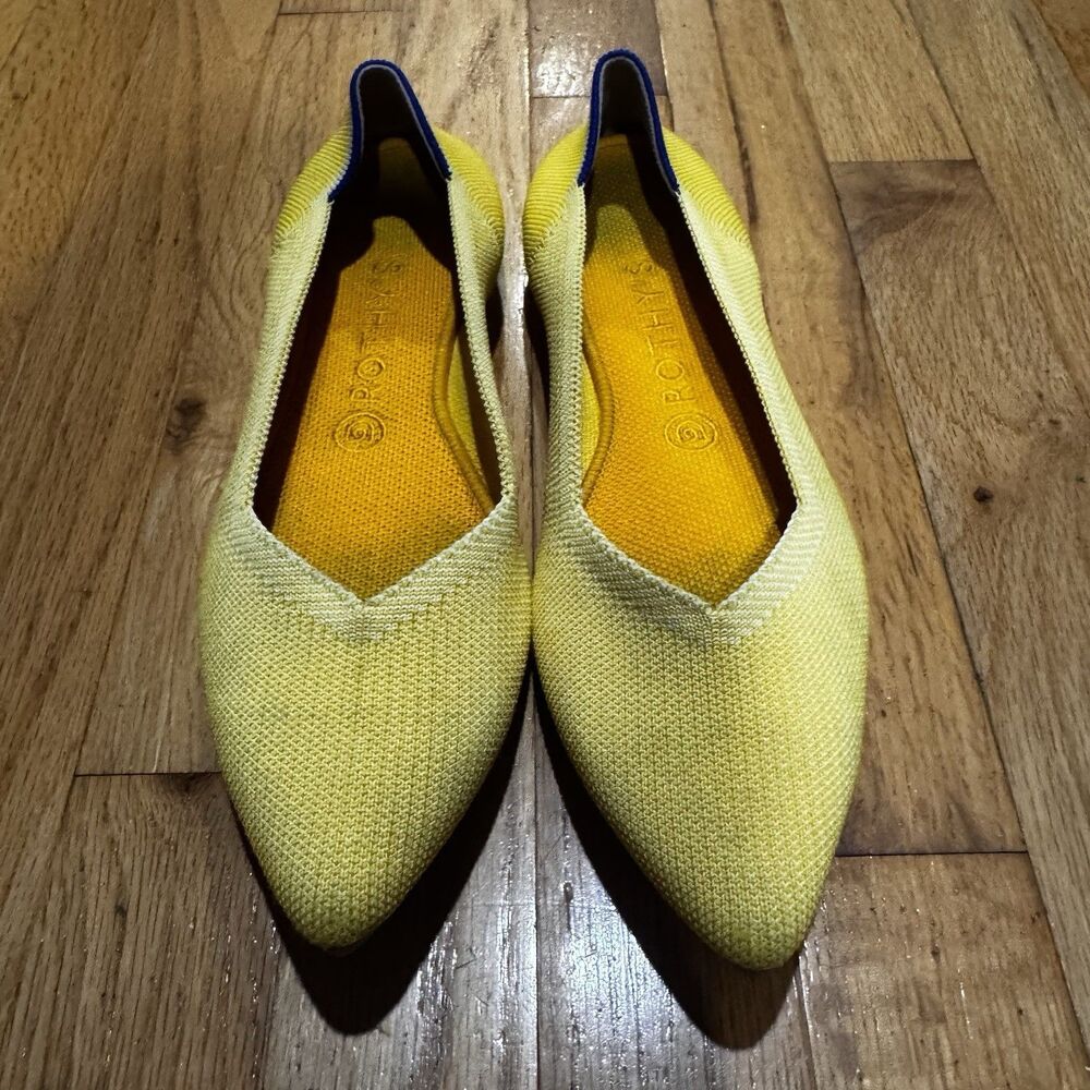 Rothys The Point Marigold Knit Fabric Pointy Toe Slip On Ballet Flats 10 stretch